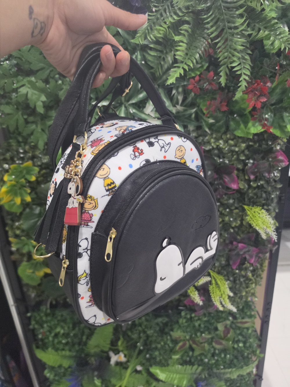 Peanuts Snoopy Black Mini Backpack Bag - Picture 7 of 8